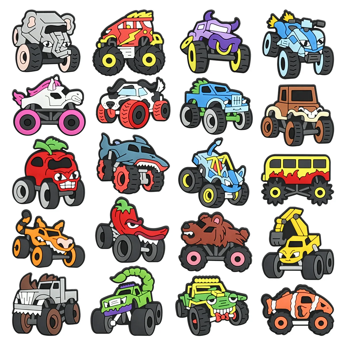 6-20PCS Cartoon motorcycle Monster Trucks DS Shoe Charms Mix Wholesale PVC Sandal Decors Buckle Clog Detachable Waterproof Gift