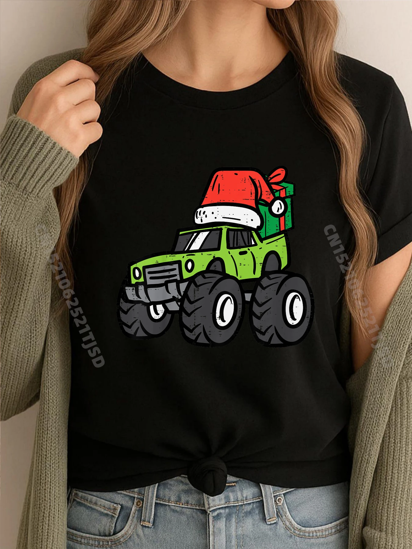 

Детские рождественские футболки Monster Truck Santa, милые рождественские футболки для малышей, оптовая продажа, 100 шт., топы и футболки с графикой
