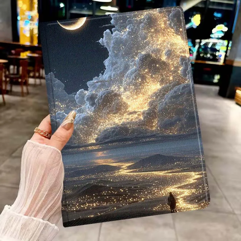 

Starry Moonlit Desert Path For Apple iPad Pro Mini A16 A17 A14 4 5 6 7 6th 7th Gen 9.7 12.9 11 13 M4 inch Tablet Case Soft