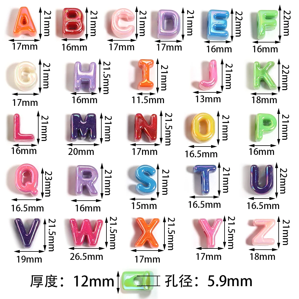 10-26pcs/lot Multi Color Big Hole Acrylic Letter Beads Children Handcraft Ornament Alphabet Spacer Beads Necklace Accssories DIY