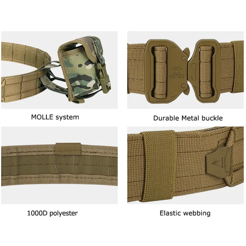 6 in 1 Polyester Tactical Belt Outdoor Training Use Multifunction CP Mag Pouch Hunting Accessories Tactical Belt