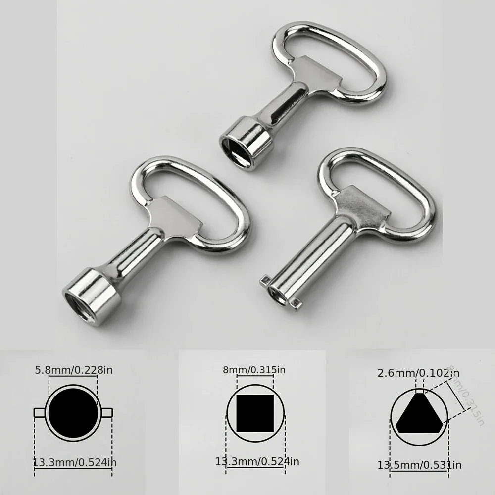 3pcs Right Angle Wrench, Triangle Wrench, Square Wrench, Suitable for Faucet Vent Key, Stainless Steel Electric Cabinet Door