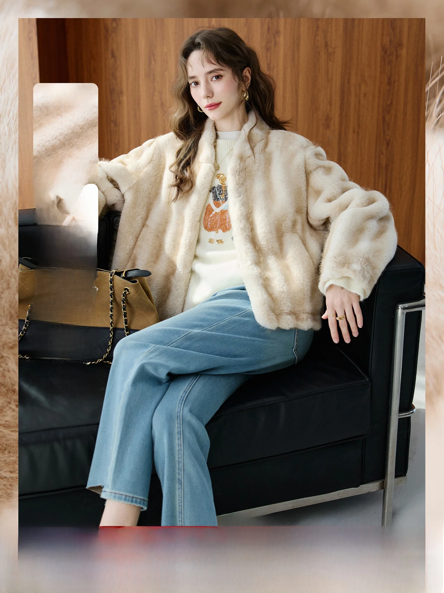 

Nagagu Neapolitan ort Thiened Women's Fur Coat Pumpkin Valley Ningboasim ortened Version of the Original Long Coat