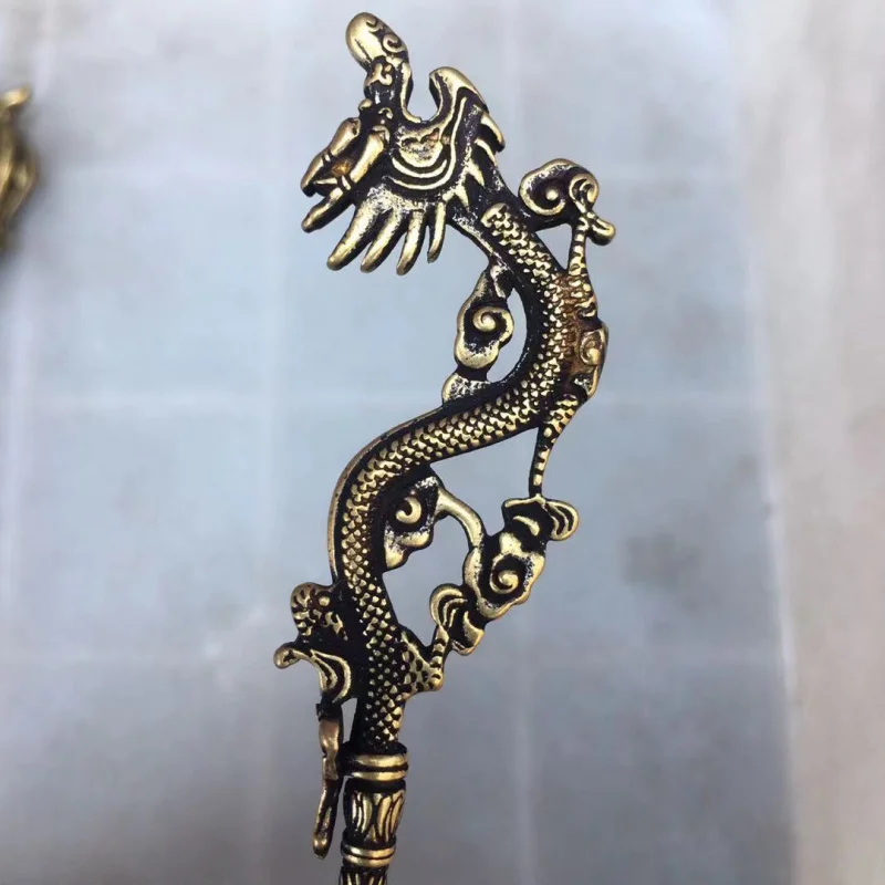 ในสต็อกโบราณเงินทิเบต Dragon HEAD Hairpin สไตล์ทิเบต Simple Silver Hairpin สไตล์ทิเบตชาติพันธุ์ WIND Blossom ความมั่งคั่ง