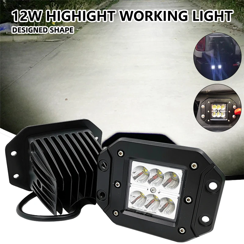 

1/2PCS Super Bright LED Work Light Bar 6smd 6000K White 12W Led Lamp Driving Light Spotlight for Car Truck Atv Jeep Headlight