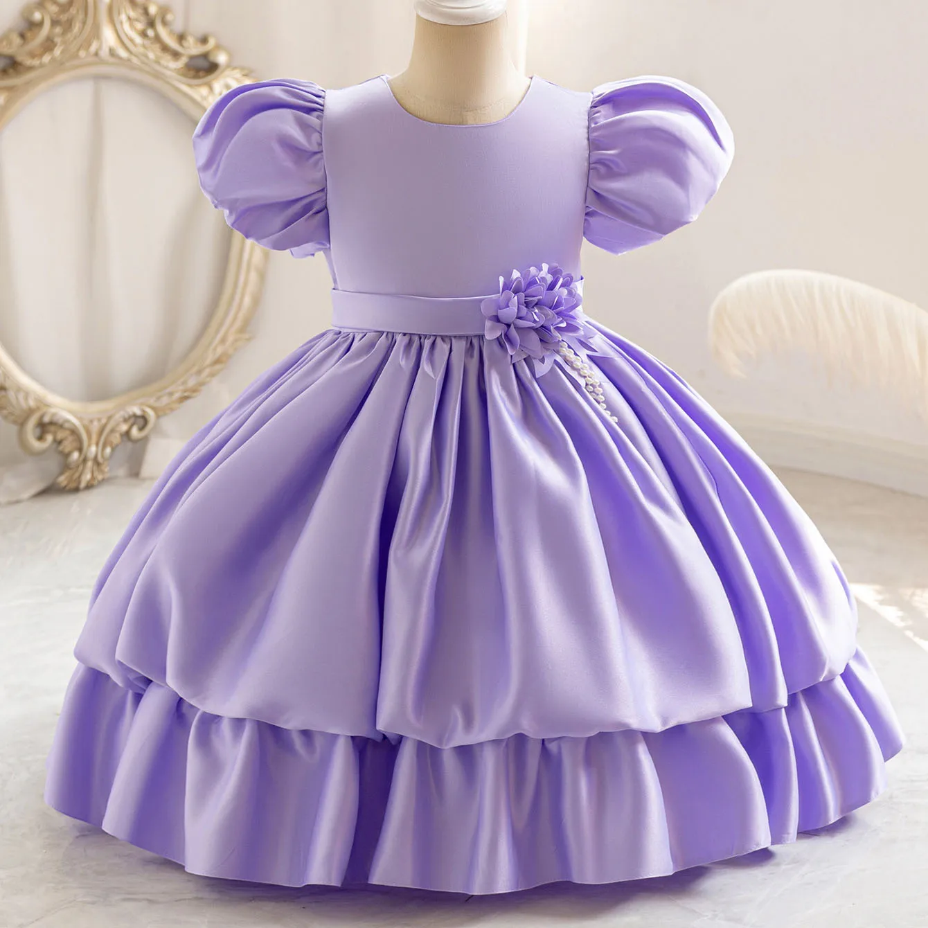 HETISO Princess Tutu Dress for Baby Girl Solid Color Christmas Wedding Party Pageant Birthday Ball Gown Ages 4-10