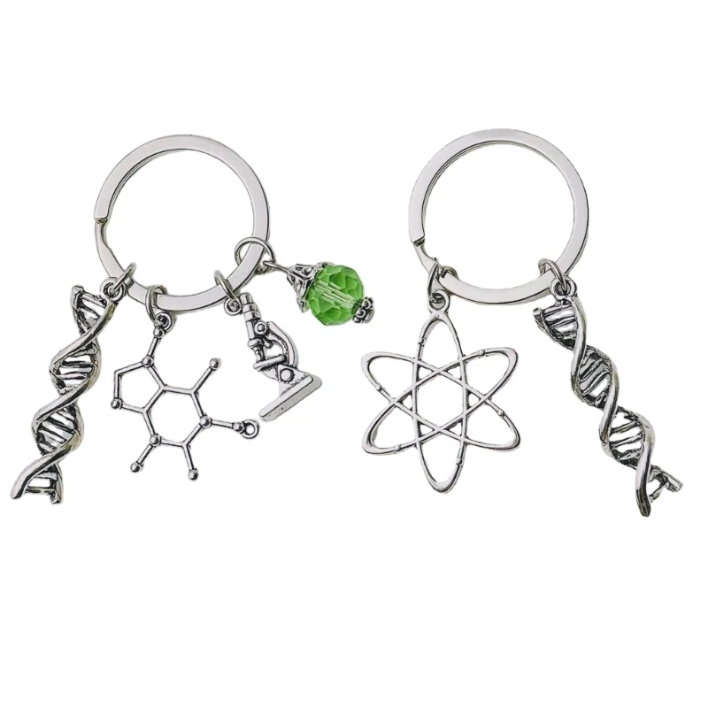 Biology Chemistry Keychain Unique Molecule Keyring Accessory Portable and Stylish Doctor DNA Microscope Keychain Jewelry