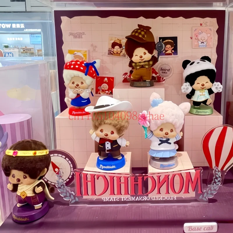 Monchhichi Original Blind Box Global Tour Series Siegelfigur Mystery Box Exquisites Ornament Trendiges Kunstspielzeug Kindergeschenke für Erwachsene