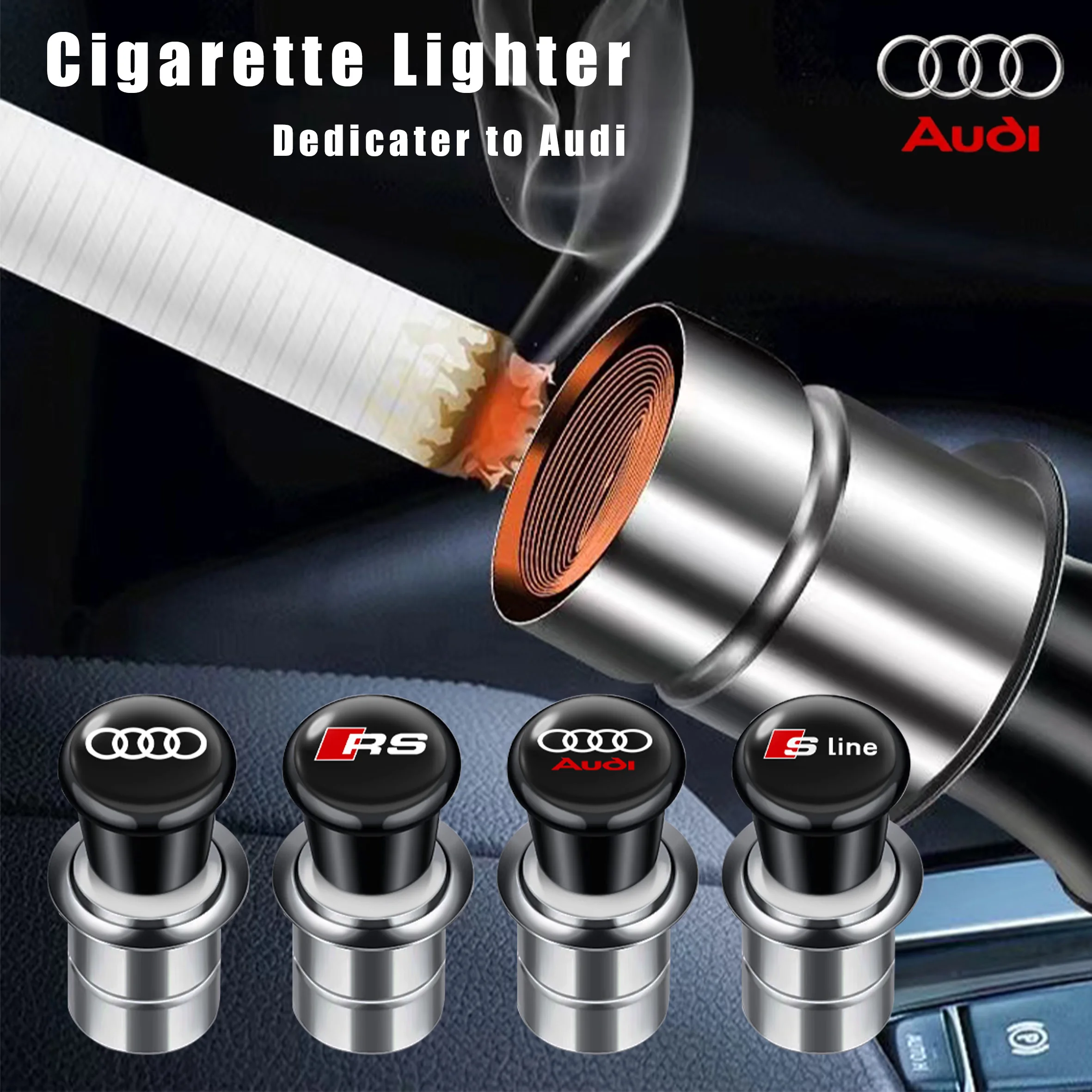 Car Windproof Flameless Cigarette Lighter Power Socket Plug Adapter For Audi A3 A4 B8 A5 A6 A7 A8 Sline Q2 Q3 Q5 Q7 A6L RS TT Q4