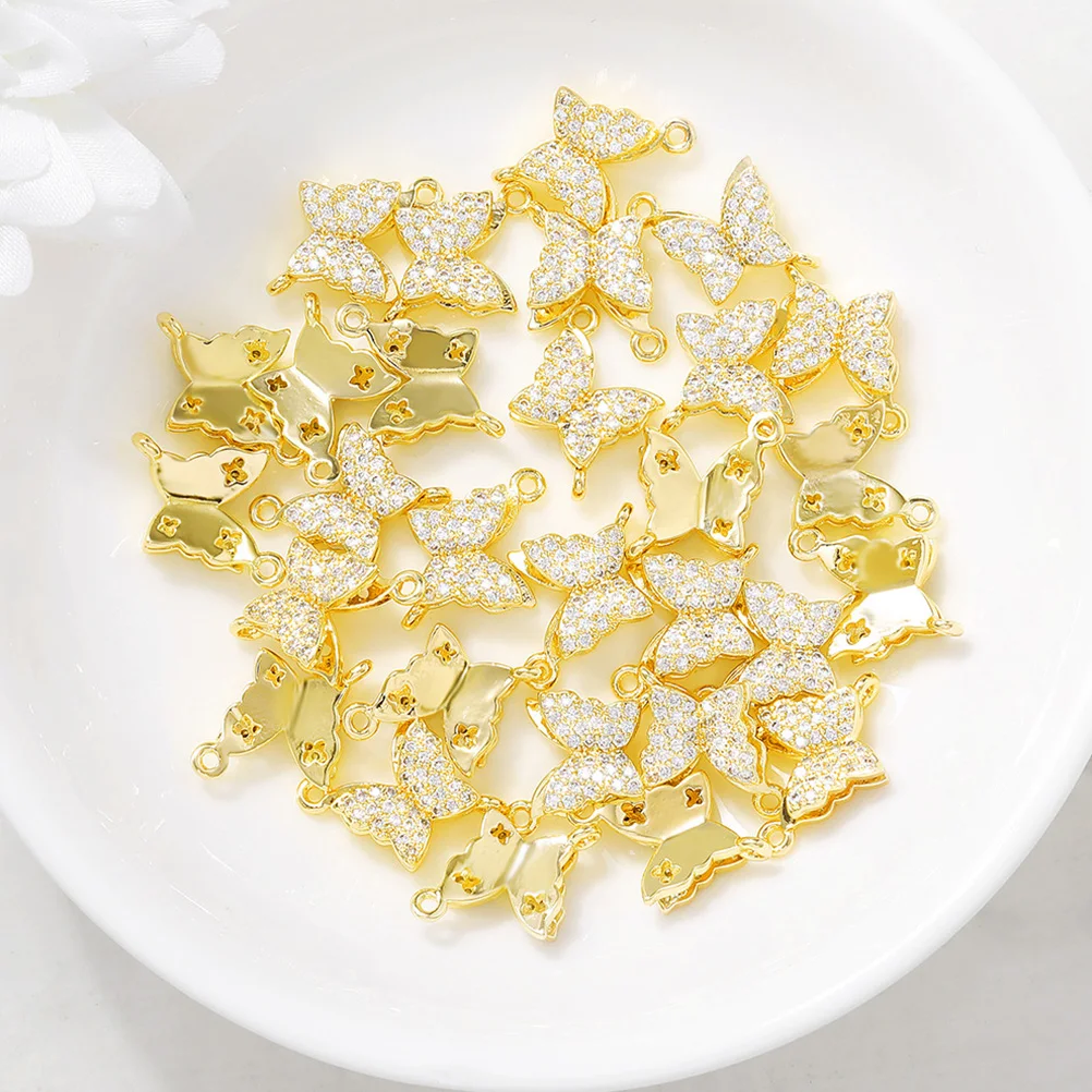 

2 Pcs Metal Butterfly Pendant Jewelry Charm for Making Semi-finished DIY Decor Bright Charms