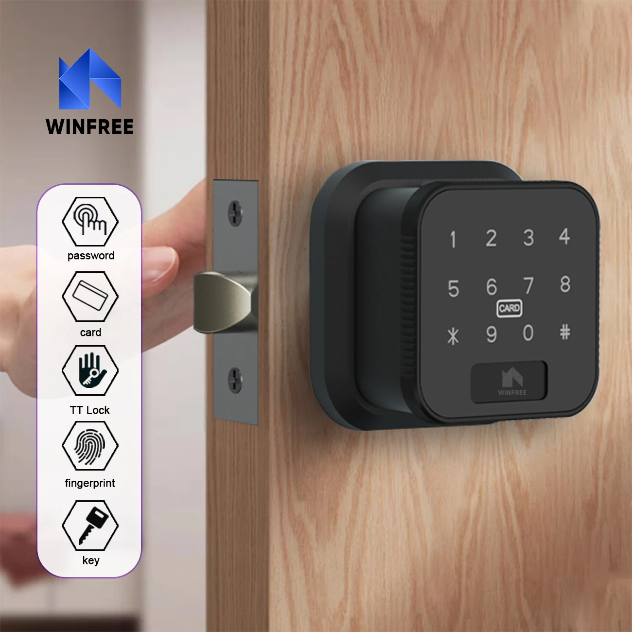 WINFREE Fingerprint Knob with TTLock Bluetooth Door Lock Keyless Entry Digital Electronic Smart Lock