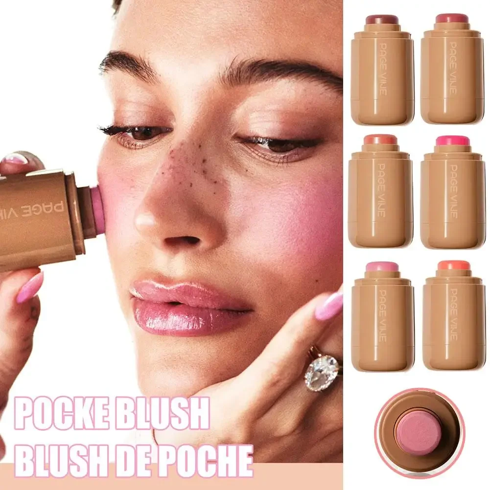 Pocket Blush Stick 6 Color Lip Cheek Hydrating Stick Highlights To Brighten Natural Long Lasting Waterproof Natural Powder Blush