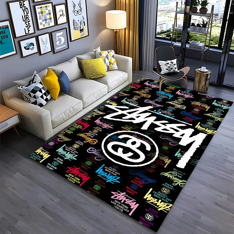 Fashion Trend S-stussy 3D Printed Carpet for Living Room Kid's Bedroom Mat Sofa Doormat Floor Rug Anti-slipTapete Decor Alfombra