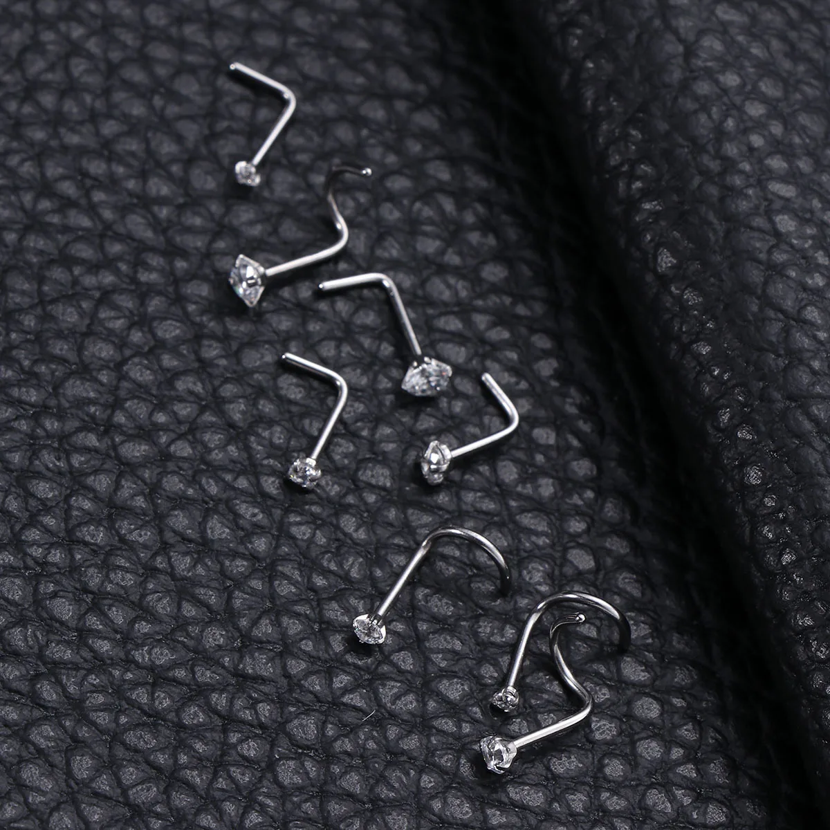 

8Pcs Stainless Steel Rhinestone Nose Studs Painless Safe Nose Rings Elegant Piercing Jewelry for Men Women Piercing Jewelry