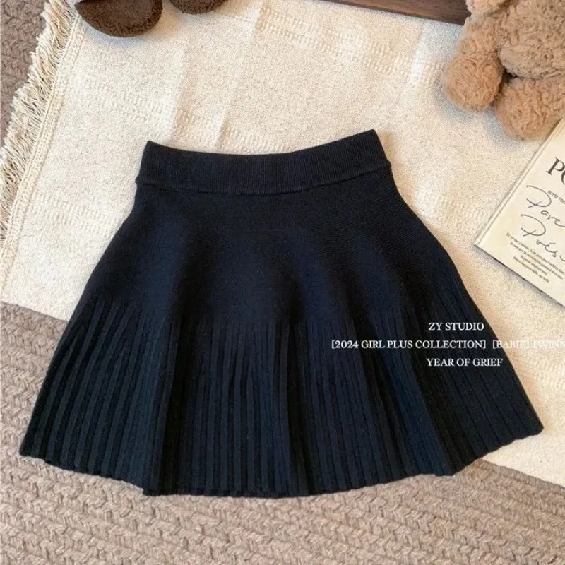 

Осенне-зимняя эластичная плиссированная женская короткая трикотажная нижняя юбка трапециевидной формы с высокой талией, закрывающая бедра