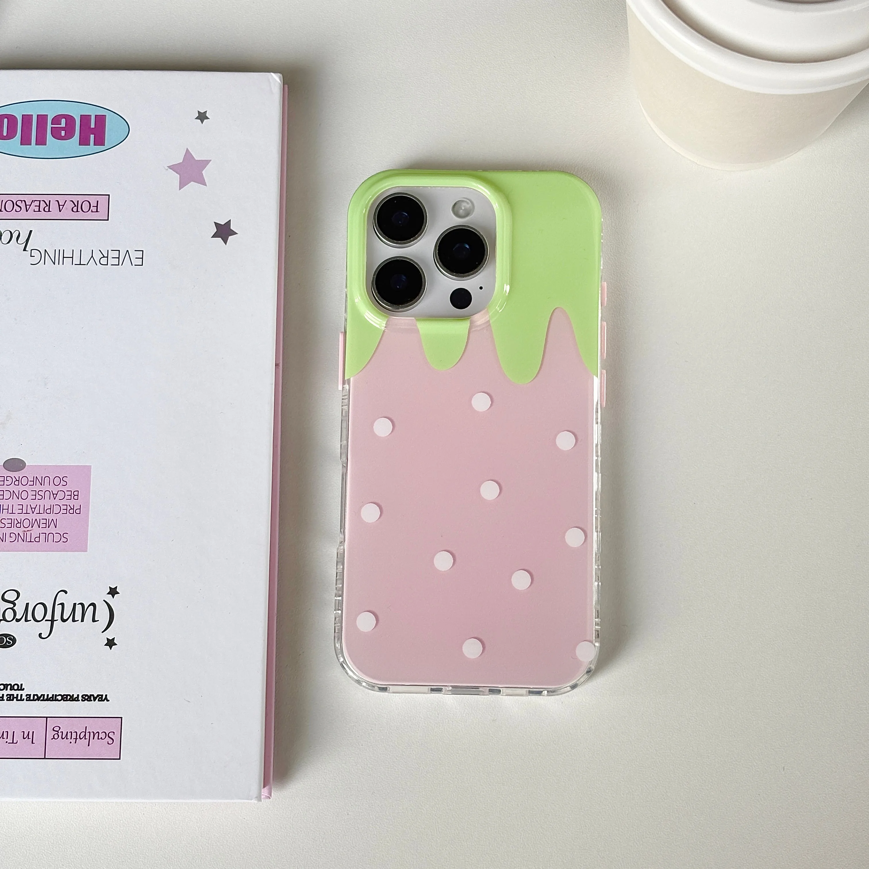 Korean Pink Cute Strawberry Polka Dot Phone Case for Samsung Galaxy S25 S24 S23 S22 S21 Ultra Plus 4