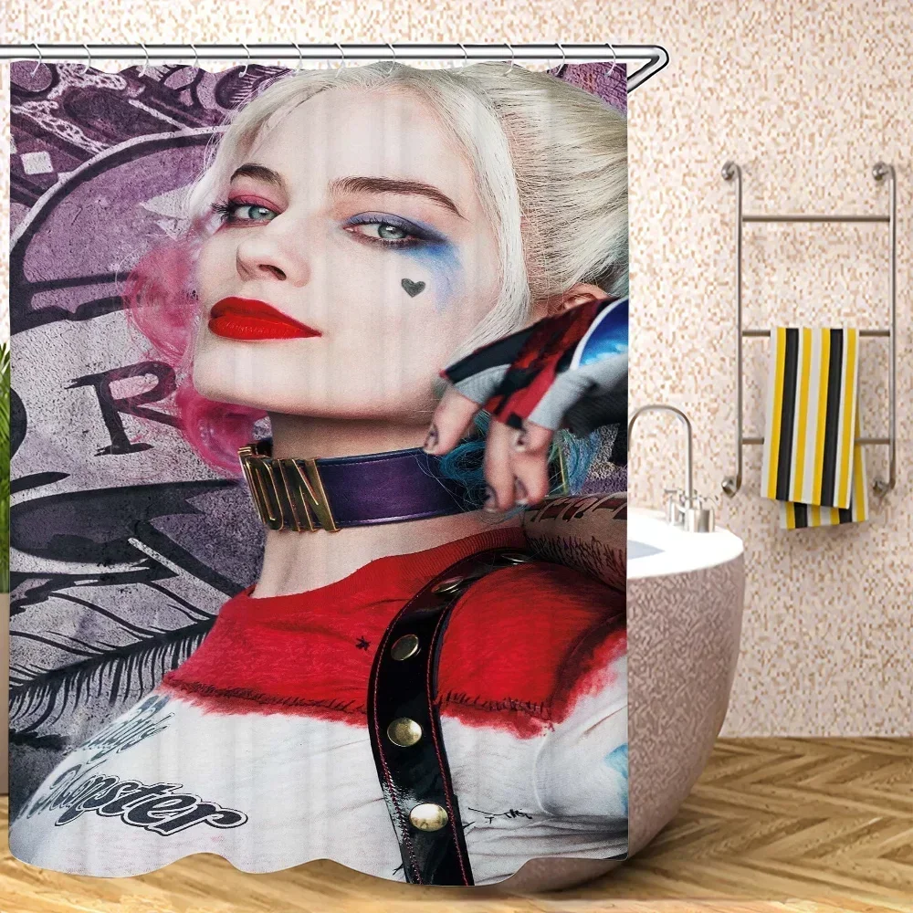 Joker Shower Curtains for Bathroom Curtain Folding Partition Bath Accessories Bedrooms Waterproof Fabric Things the Set Showers