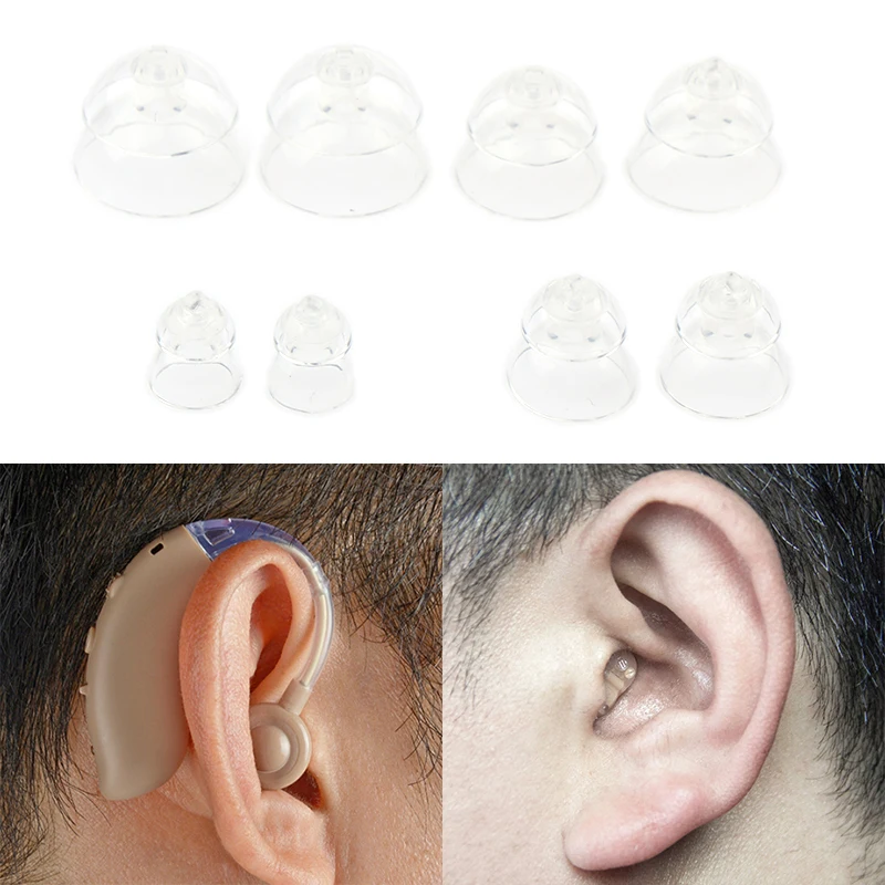 1Pairs 6/8/10/12mm Hearing Aid Ear Tips Soft Replacement Earplugs Transparent Double Layer Hearing Aid Domes Ear Plugs Dome