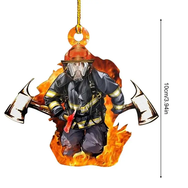 Firefighter Pendants Car Rearview Mirror supplies x max decoration Hanging 2D Fireman Figurines Christmas Tree Ornaments