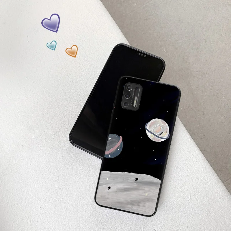 Matte Phone Cases for Motorola Moto G31 G50 G30 G51 G60 G71 G22 G32 G52 G72 G53 G73 G9 Starry Flower Astronaut Black Soft Cover image 4