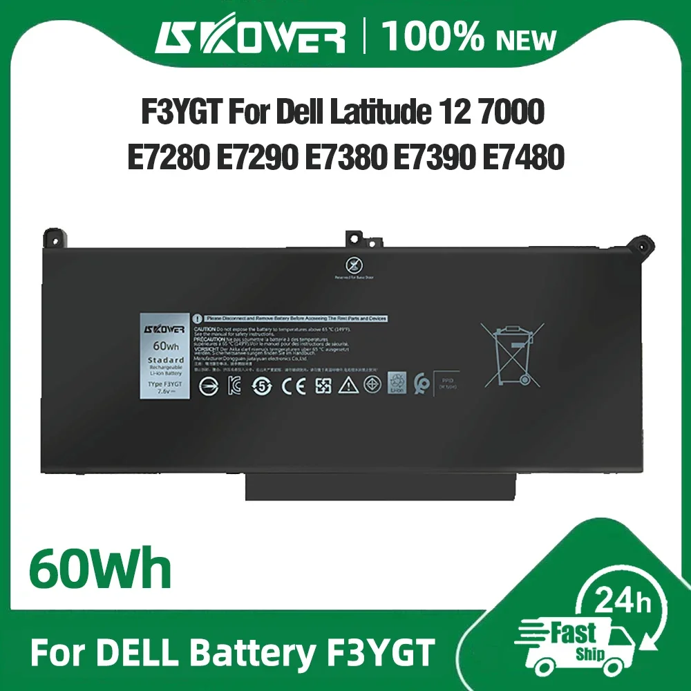 

SKOWER DJ1J0 F3YGT Battery For Dell Latitude 7000 7280 7380 7290 7390 7480 7490 E7280 E7380 E7480 E7290 E7390 E7490 P73G