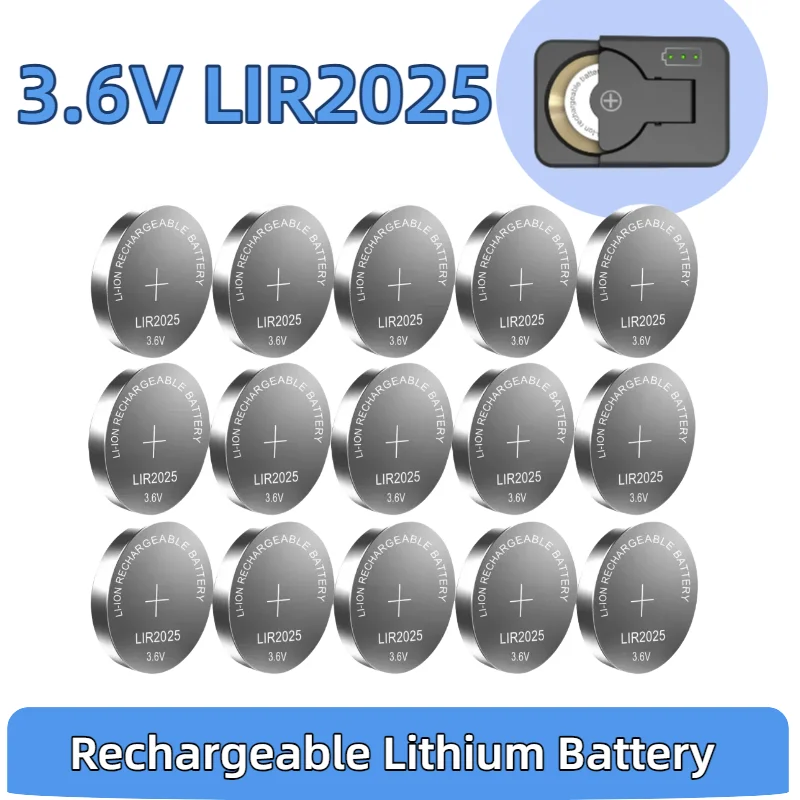top2-50PCS LIR2025 3.6V Rechargeable Lithium Battery LIR 2025 CR2025 ML2025 Button Coin Cells For Toy Car Key Scale Remote Contr