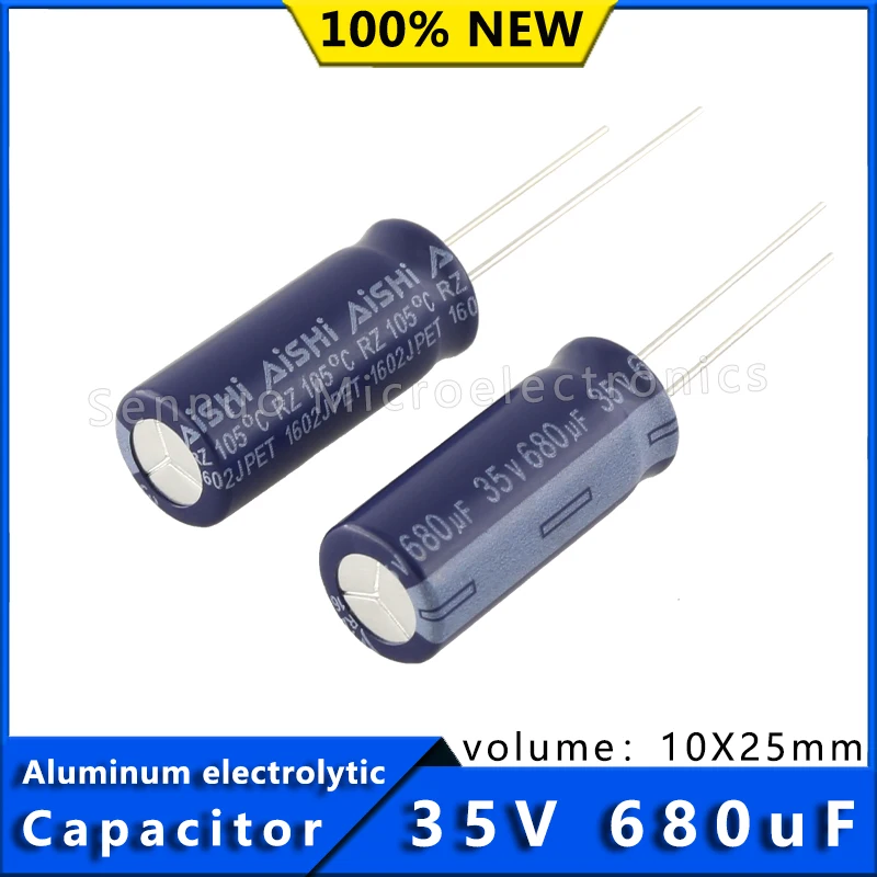 10Pcs New 35V 680UF 10*25 10x25mm Aluminum Electrolytic Capacitors 680uf 35V Electrolytic Capacitors