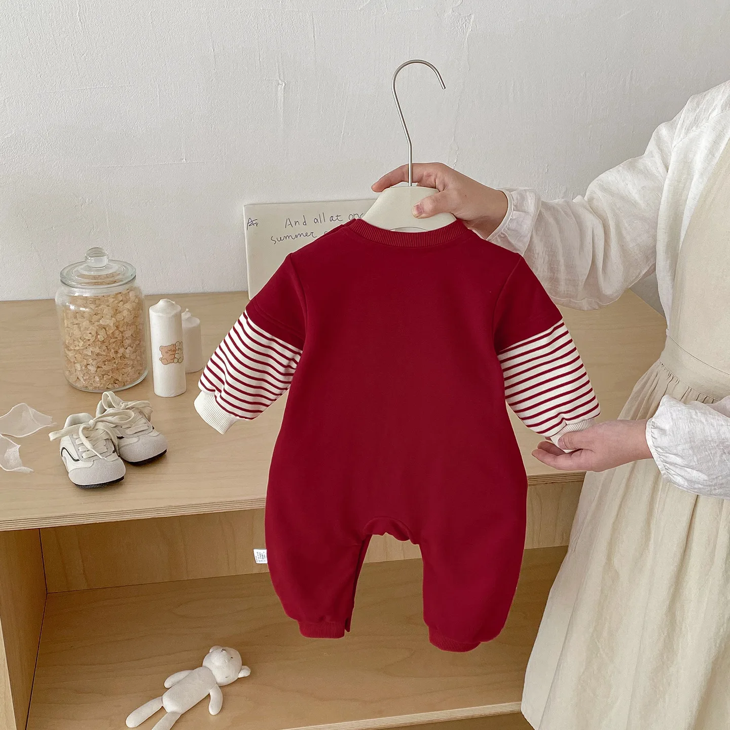 Spring 2026 Cartoon Print Baby Rer Suit Fake Two-Piece Long Sve Breathable Cotton Children's Casual Wear Comfortable Fit