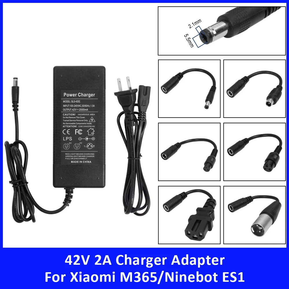 

US/ EU/ UK/ AU Plug 42V 2A Charger Adapter for Xiaomi M365 Pro 1S Ninebot ES1 ES2 ES4 Electric Scooter Accessories Power Adapter