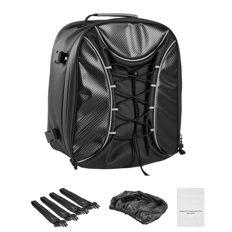 

Motorcycle Tail Bag 22-34 L Expandable Motorcycle Rear Seat Bag with Waterproof Rain Cover Outdoor Sports Motorbike Luggage Sto