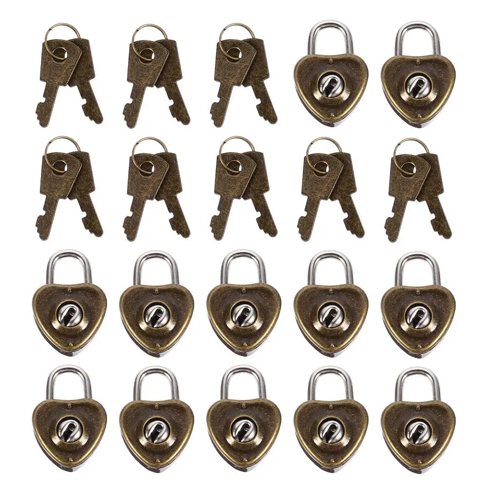 

25 Pcs Heart Shaped Padlock Zinc Alloy Love Lock for Luggage Wallet Ornaments Retro Anti Rust Lightweight Door Hardware