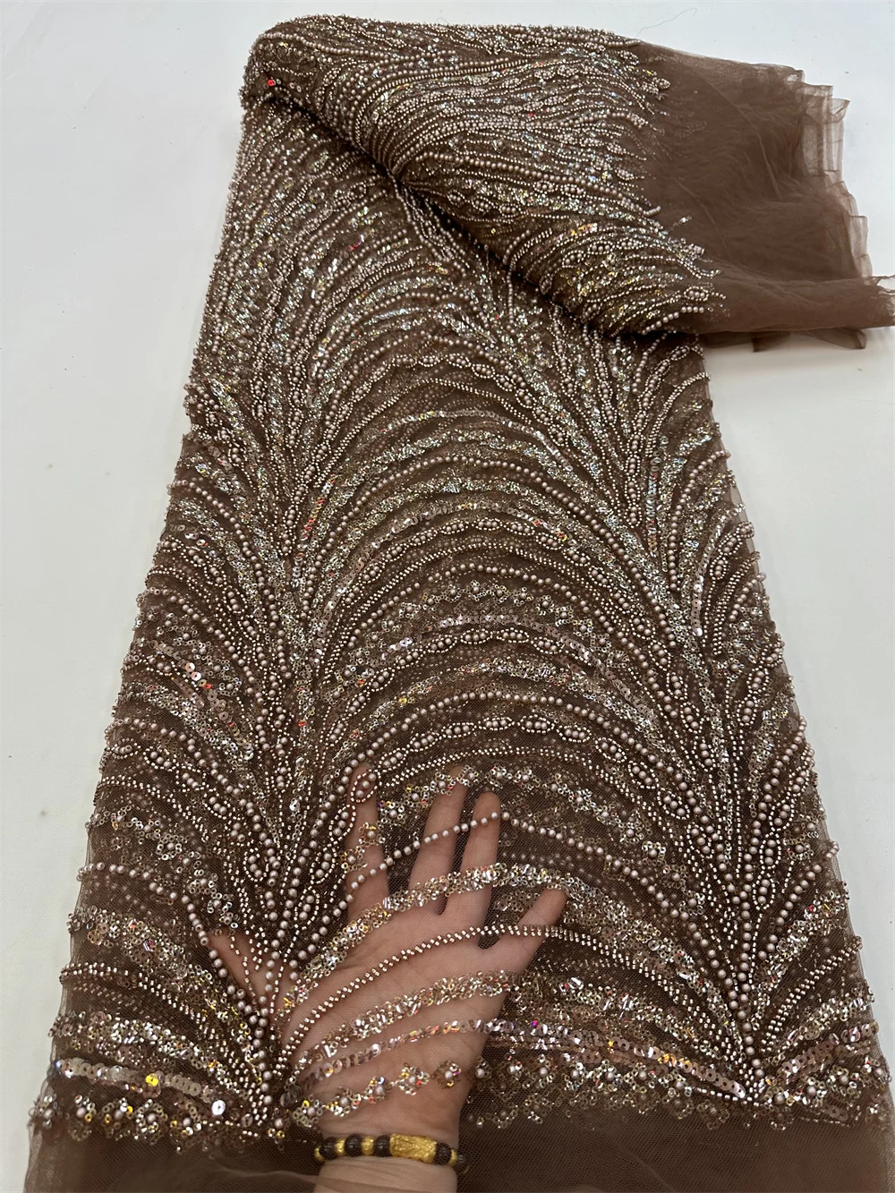 Tissu Africain en Dentelle Blanche à Paillettes pour Femme, Haute Qualité, NigWin Français, Couture de ix, 2023