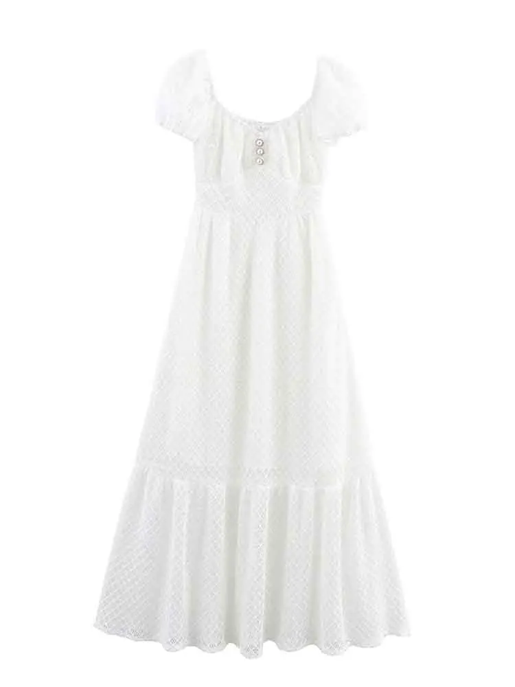 

European style new women's fashion versatile temperament simple one shoulder waist large swing dress