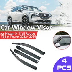 Car Window Visor for Nissan X-Trail Rogue T33 e-Power 2022~2025 Door Shelter Rain Eyebrow Vent Awning Deflector Guard Accessorie
