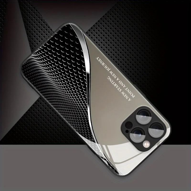 Premium Men's Business Metal Texture Line Pattern Phone Case for  18 17 16 15 14 13 12 11 Pro Max XS XR 7 8 Plus 16E  back cover