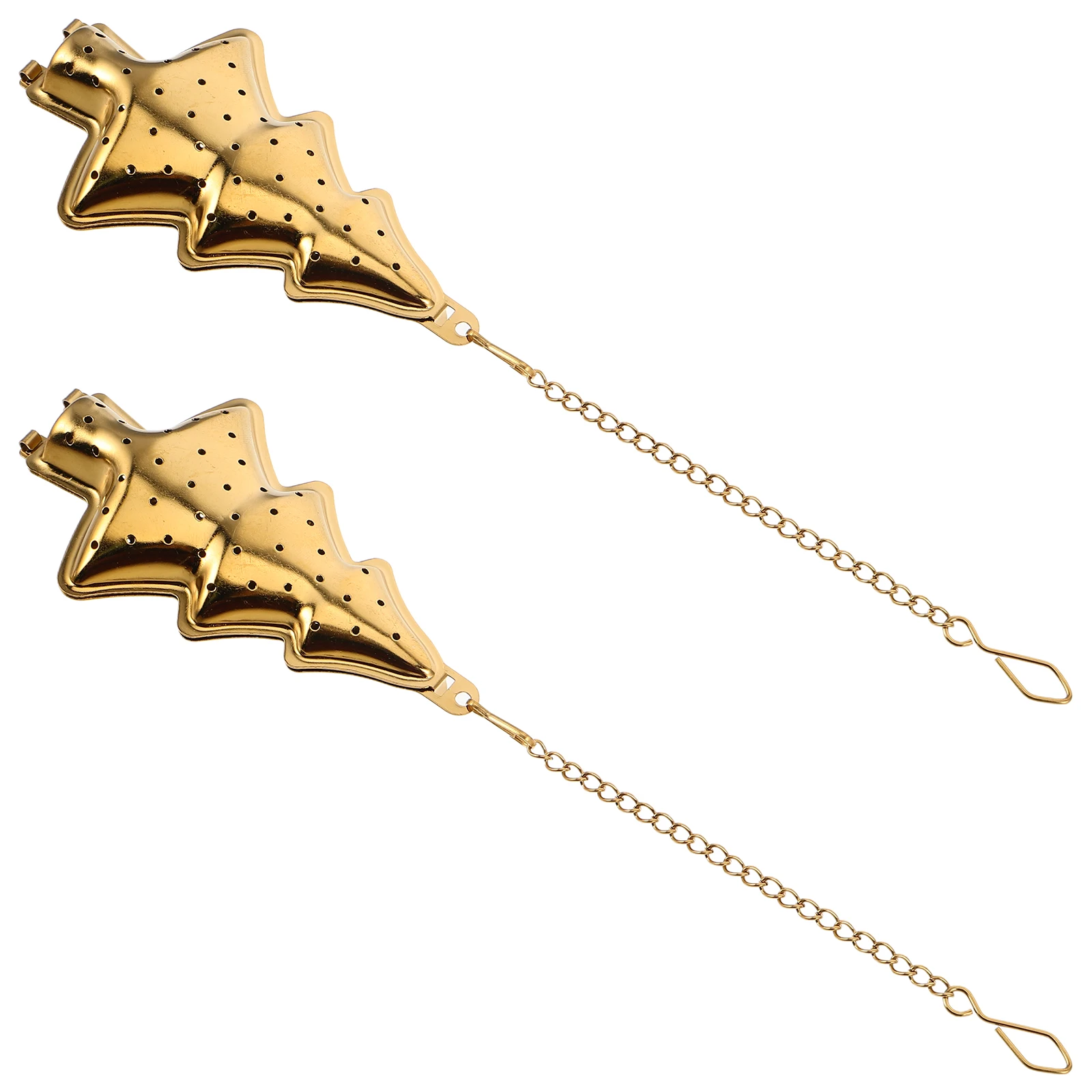 

2 Pcs Stainless Steel Christmas Tree Tea Infuser Filter Chain Fine Mesh for Loose Leaf Tea Strainer Reusable Kitchen Accessory