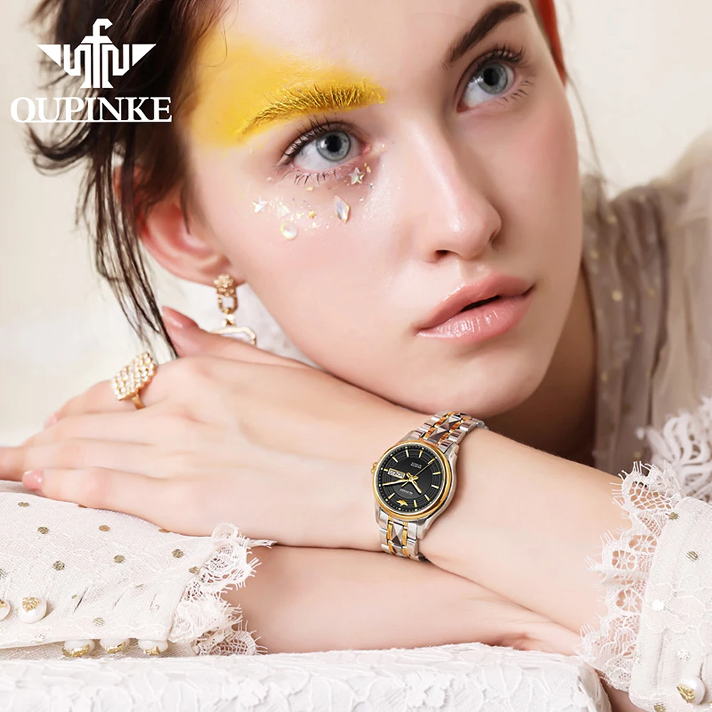 OUPINKE 3170 женские часы, роскошные модные элегантные кварцевые наручные часы для женщин, водонепроницаемые светящиеся часы с датой и днем, подарочная коробка Reloj