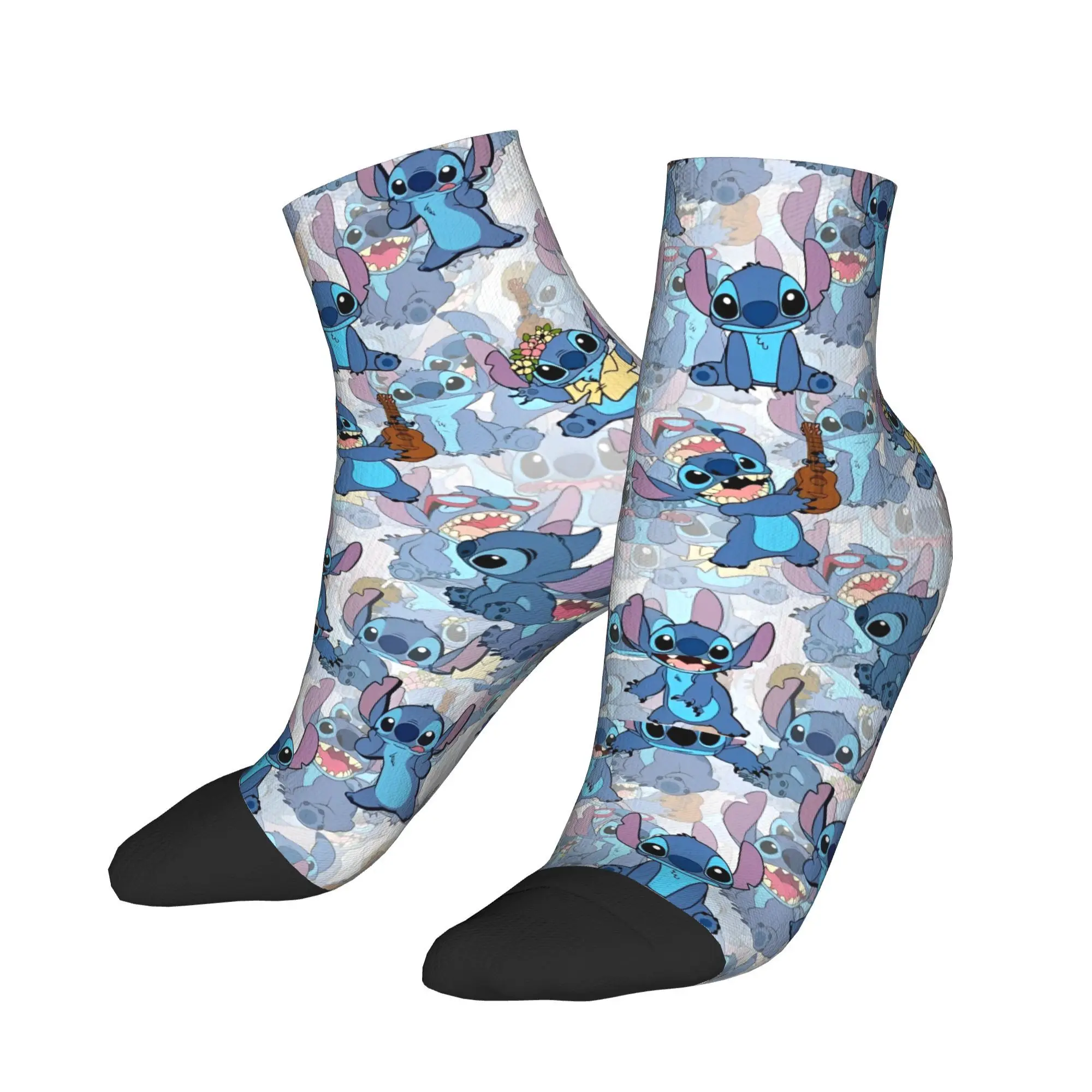 

Adults Men Socks Kawaii Lilo and Stitch Print (5) Novelty Quality Soft Ankle Sock Spring Custom Skateboard Non-Slip Socks
