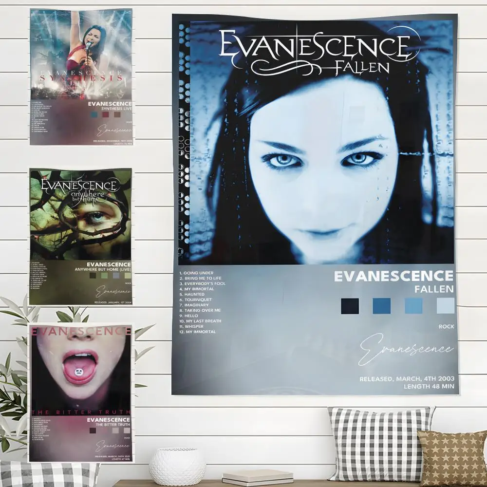 Rock Band E-Evanescence Wandteppich für drinnen und draußen, Wohnzimmer, Schlafzimmer, Terrasse, langlebig, vielseitig einsetzbar, für den Einsatz bei jedem Wetter