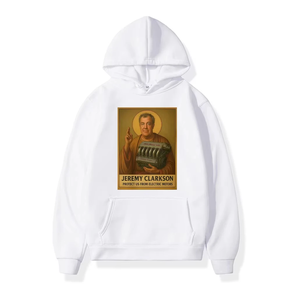 جيريمي كلاركسون يحمينا من المحركات الكهربائية هوديس توب جير مضحك ميمي الجرافيك بلوزات موضة عادية فضفاض البلوفرات