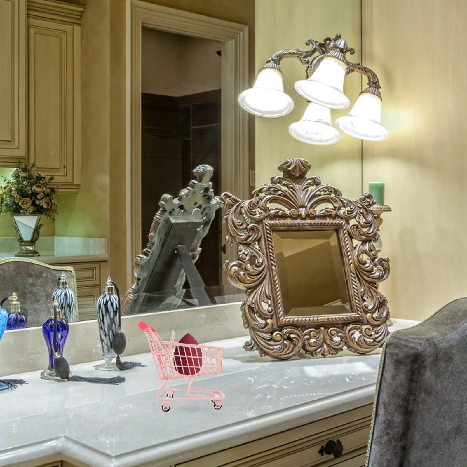 

Мини-тележка для покупок из железа и пластика с гладкими краями, безопасная для детей, креативная тележка-супермаркет для игр и дома