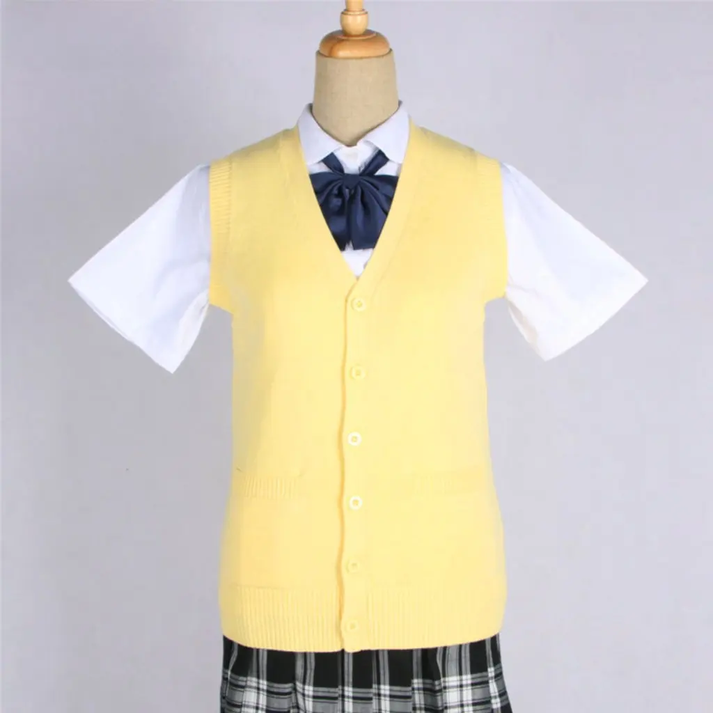 

Japanese JK Style V-Neck Sleeveless Cardigan Sweater for Students Cotton Spring Autumn Generation Hair Wholesale