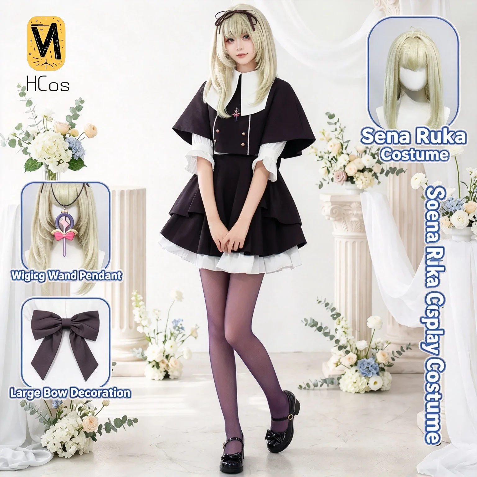 Disfraz de cosplay de Moria Ruruka de Meitantei Pretty Cure, conjunto completo de traje de Cure Arcana Shadow para Comic Con, fiesta de Halloween, Hcos.