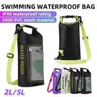 2L/5L PVC Swimming Waterproof Bag,Mobile Phone Waterproof Dry Bag for Trekking Drifting Rafting Surfing Boating Storage Bag