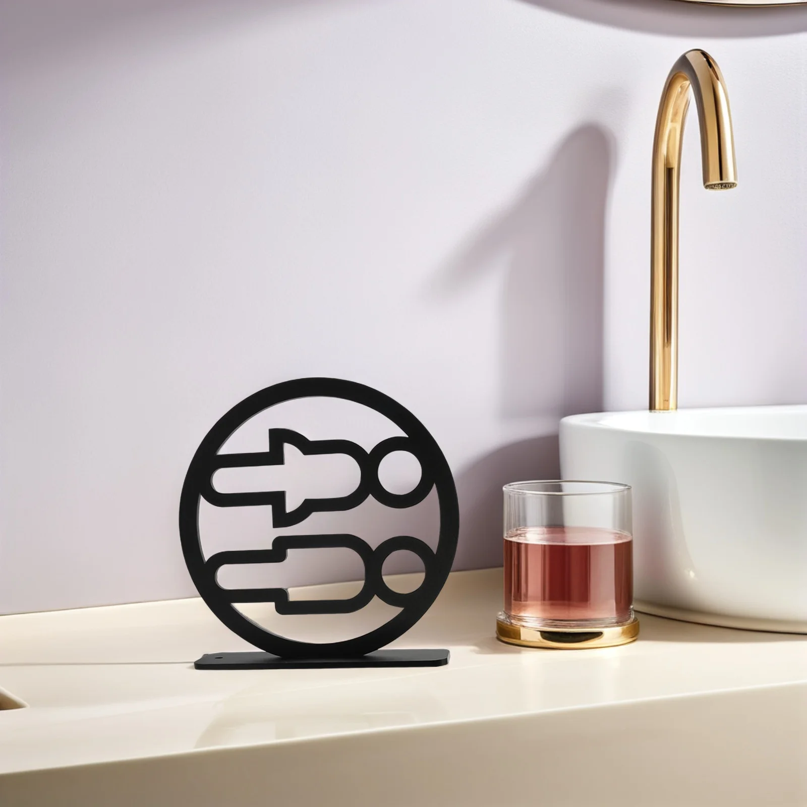 

2Pcs Bathroom Sign - Vertical Acrylic Restroom Plaque - Double Sided Black Toilet Indicator for Business Office Commercial