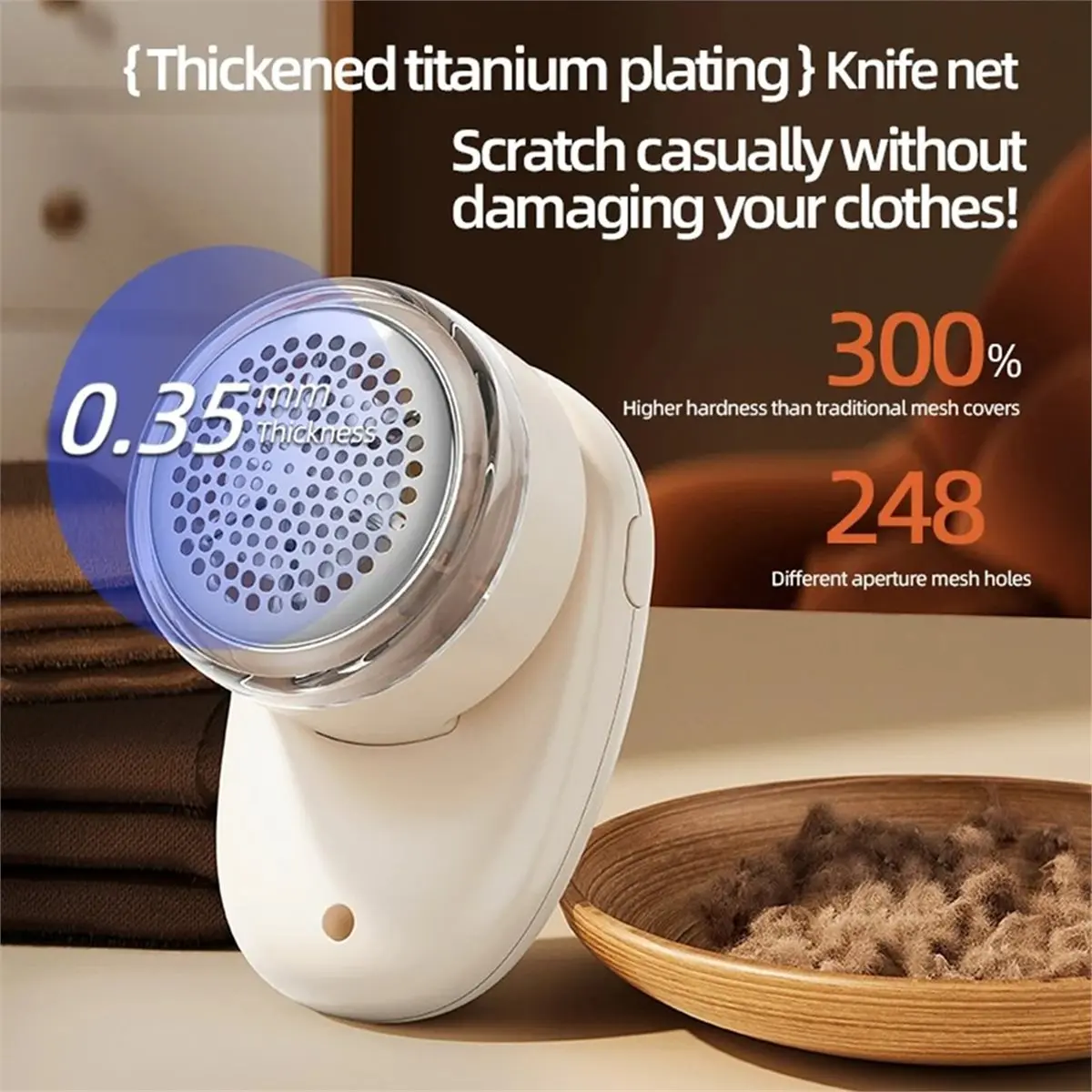 2026 Trend Portable Fabric Shaver Lint Remover with Digital Display 6-Blade Rechargeable USB Type-C Travel Clothes Fuzz Trimmer