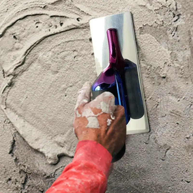 Flat Drywall Trowel Concrete Finishing Trowel With Colored Handle Stainless Steel Wall-Board Plasterboard Concrete Cement