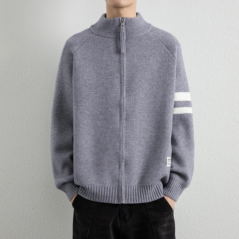 

Men's Knitted Open Cardigan Sweater Thiened Casual Loose Jaet Stand Collar Autumn Winter Faion Brand Outerwear Coat