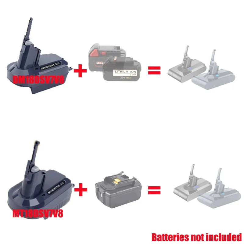 

DM18DSV7V8 MT18DSV7V8 Battery Adapter for Makita/Milwaukee 18V Batteries Converting To for Dyson V7 V8 Series Vacuum Cleaners