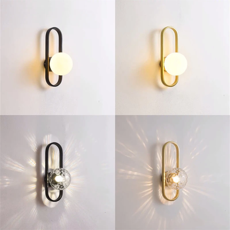 

Modern LED Wall Lamps Gold/Black AC 90-260V For Living Room Bedroom Bedside Indoor Lighting Creative Glass Wall Sconce